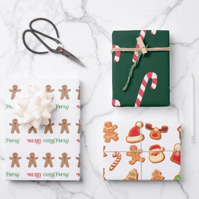 Sweet Christmas Treats Wrapping Paper Sheet Set (Front)