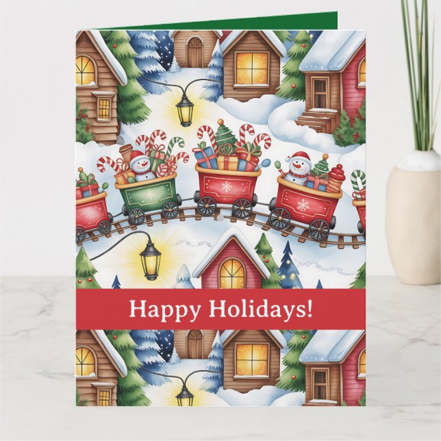 Sweet Christmas Village Greeting Card (Front)
