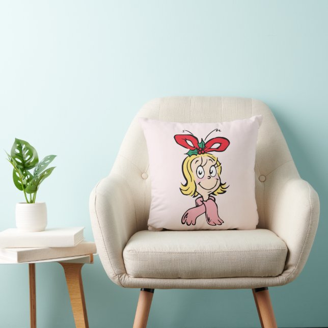 Sweet Cindy Lou Who Portrait Throw Pillow (Chair)