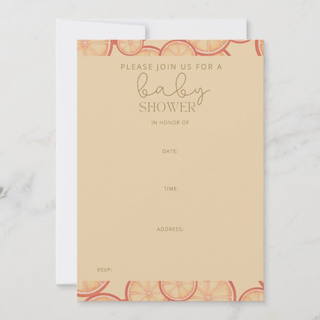 Sweet Citrus Bliss: A Fresh New Beginning Invitation (Front)