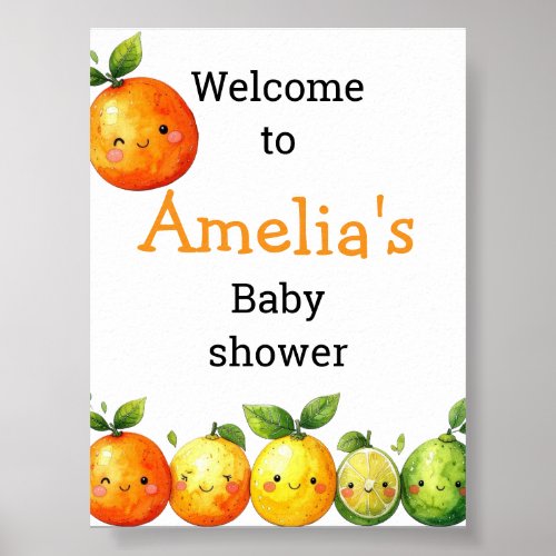 Sweet Citrus Cutie Baby Shower Poster