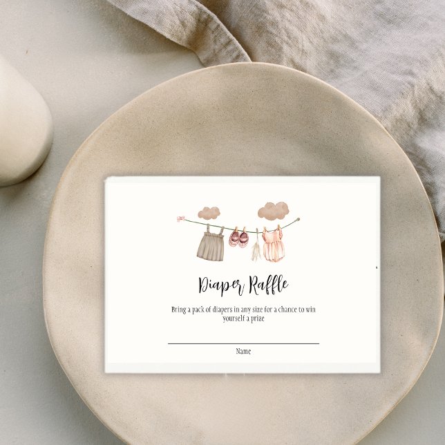 Sweet Clothesline Girls Baby Shower Diaper Raffle Enclosure Card (Sweet Clothesline Girls Baby Shower Diaper Raffle Enclosure Card)