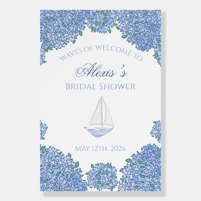Sweet Coastal Blue Bridal Shower Welcome Sign (Front)