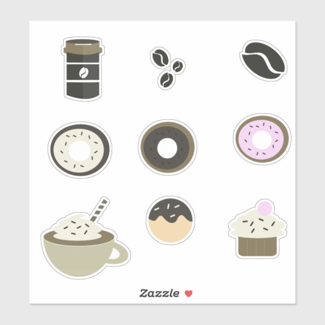 Sweet Coffee Treats Set Sticker (Sheet)