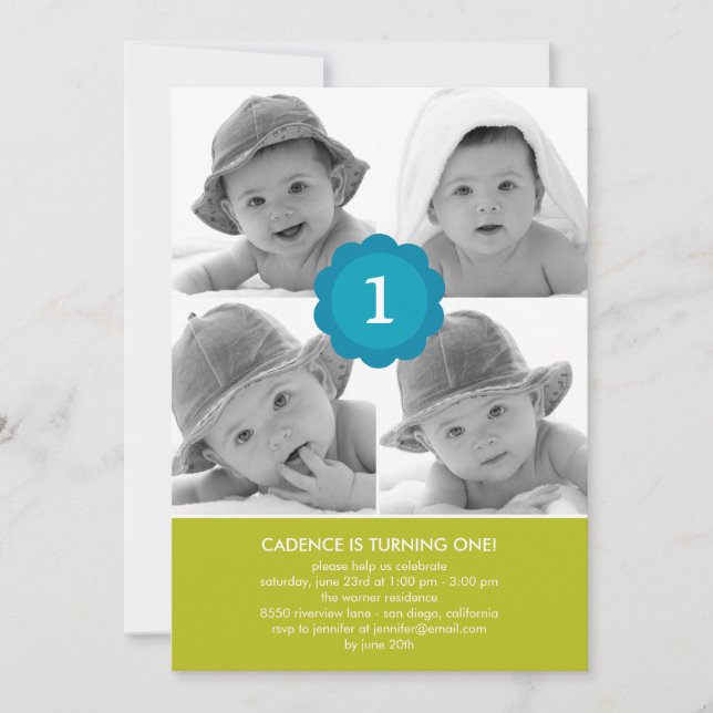 Sweet Collage Photo Birthday Invitation (Front)