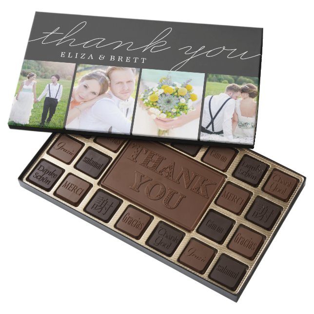 Sweet Collage Thank You Personalized Chocolate Box (Opened)
