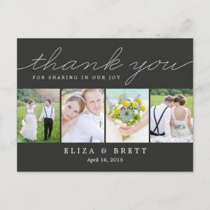 Sweet Collage Wedding Thank You Card - Charcoal