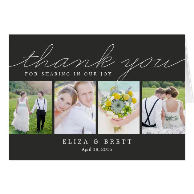 Sweet Collage Wedding Thank You Card - Charcoal