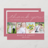 Sweet Collage Wedding Thank You Card - Pink (Front/Back)