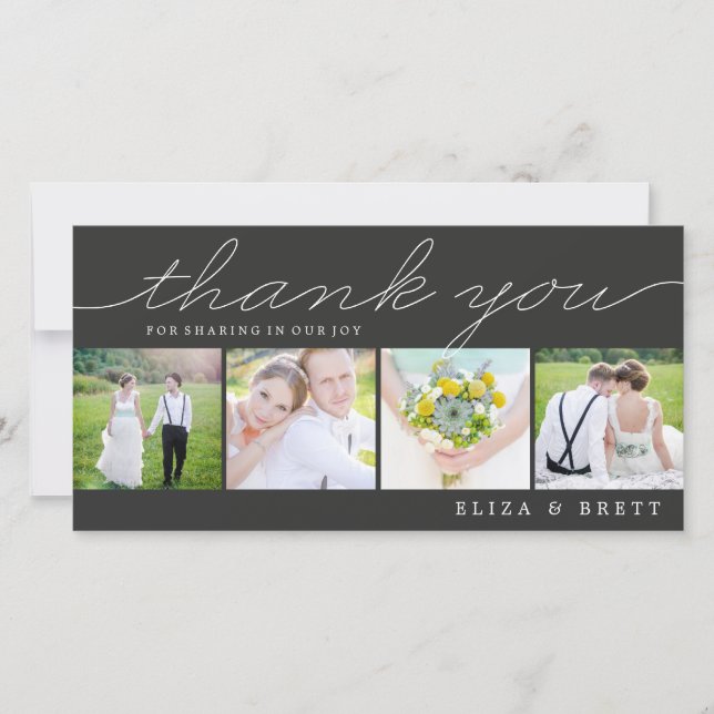 Sweet Collage Wedding Thank You Cards - Charcoal (Front)