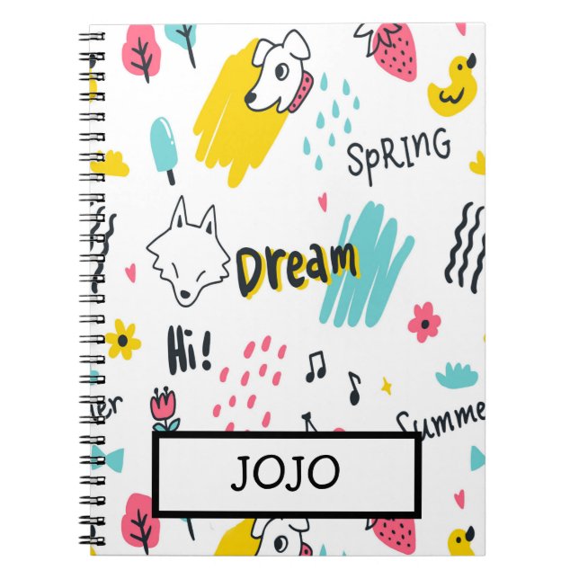 Sweet colored hand drawn notebook (Front)
