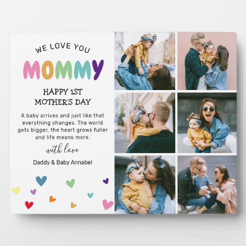 Sweet Colorful 1st Mothers Day Photo Collage Plaque