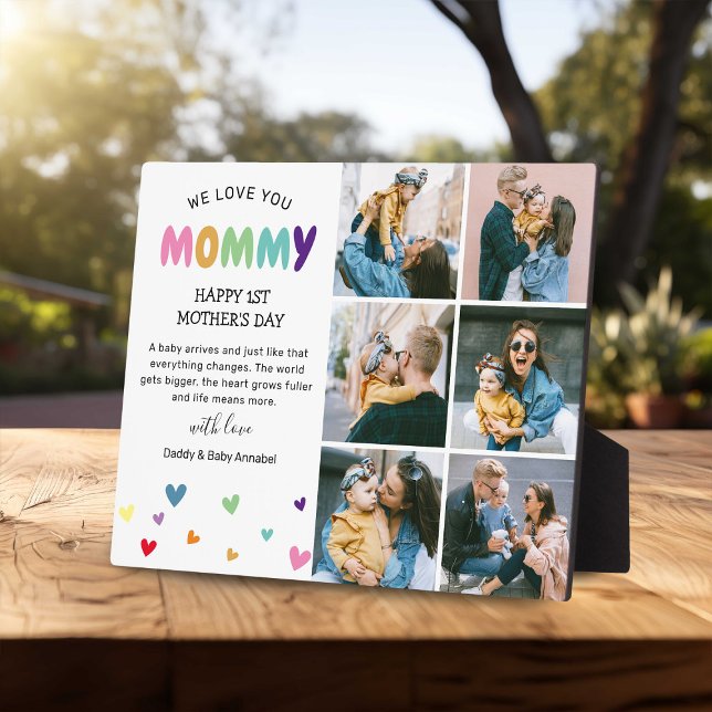 Sweet Colorful 1st Mother's Day Photo Collage Plaque (Creator Uploaded)