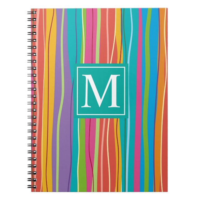 Sweet Colorful Abstract Monogram | Notebook (Front)