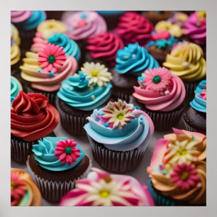 Sweet Colorful Cupcakes version 1 Poster