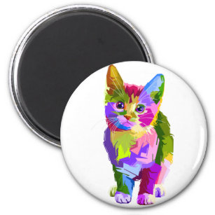 sweet colorful cute cat design magnet