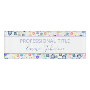 Sweet Colorful Ditsy Floral Pattern Name Tag