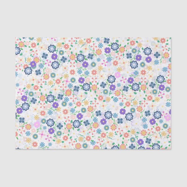Sweet Colorful Ditsy Floral Pattern Tissue Paper (Front)
