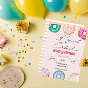 Sweet Colorful Donuts Birthday Party Invitation