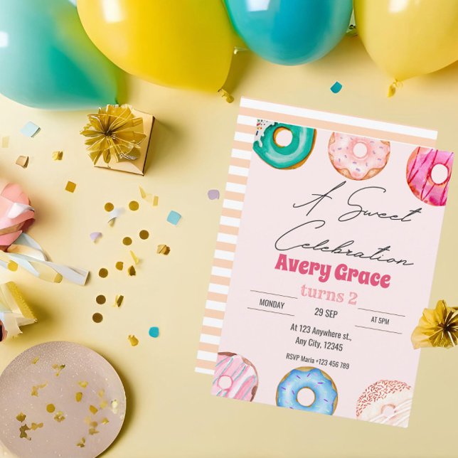 Sweet Colorful Donuts Birthday Party Invitation (Creator Uploaded)