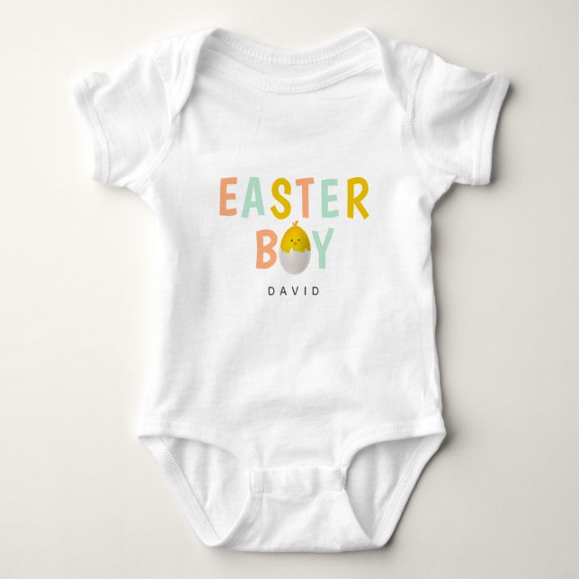 Sweet Colorful Easter Boy Custom Baby Bodysuit (Front)