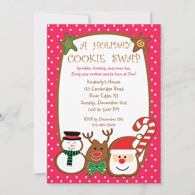 Sweet & Colorful Holiday Cookie Swap Invitations (Front)