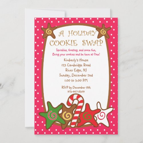 Sweet  Colorful Holiday Cookie Swap Invitations