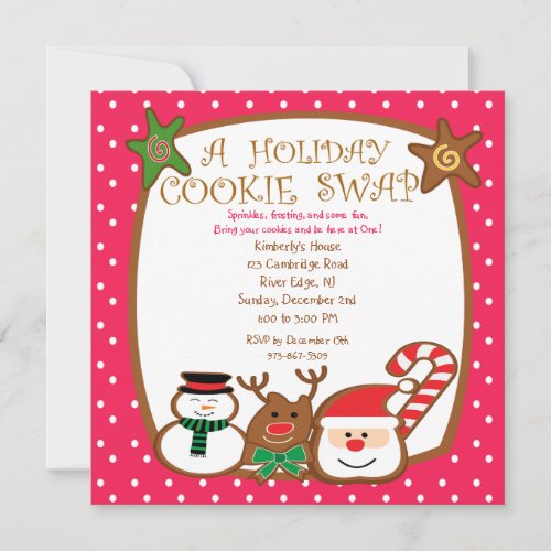 Sweet  Colorful Holiday Cookie Swap Invitations