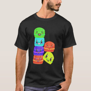 Sweet Colorful Macaroons Happy Foods Stacked Up De T-Shirt