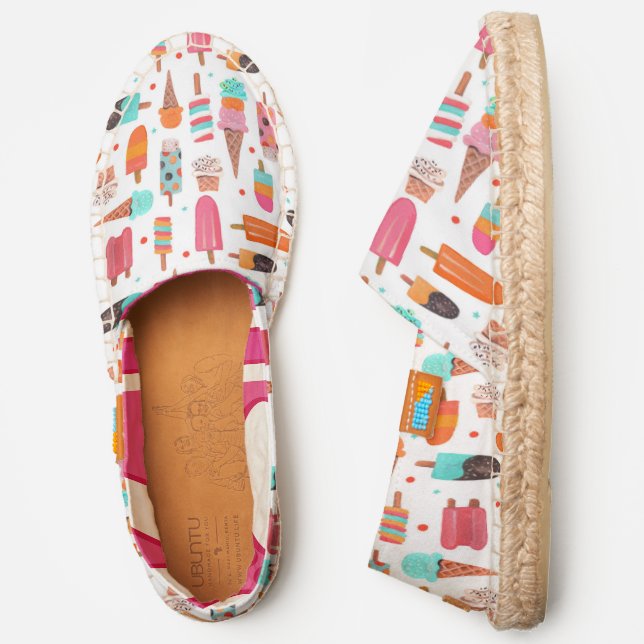 Sweet colorful pink summer ice cream pattern espadrilles (Side)