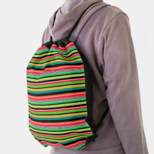 Sweet colorful stripes drawstring bag