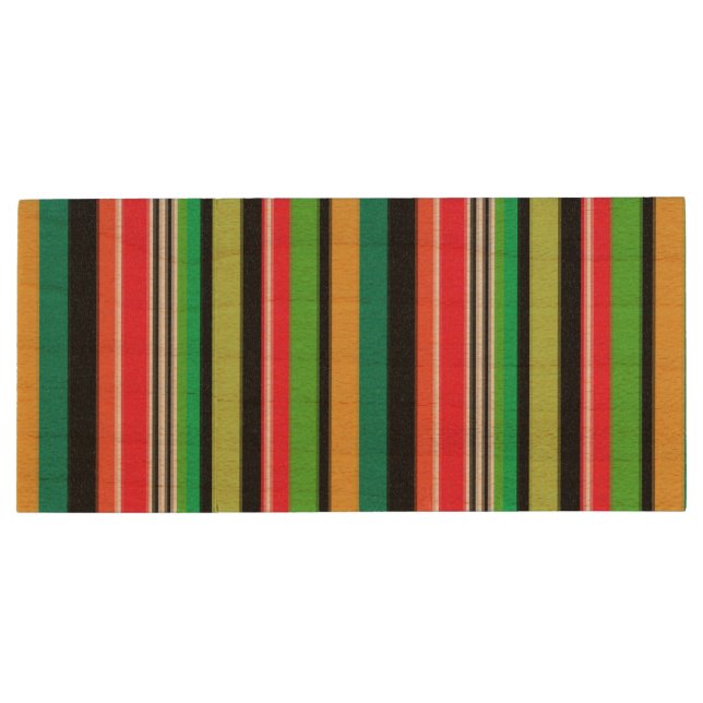 Sweet colorful stripes  wood flash drive (Back)