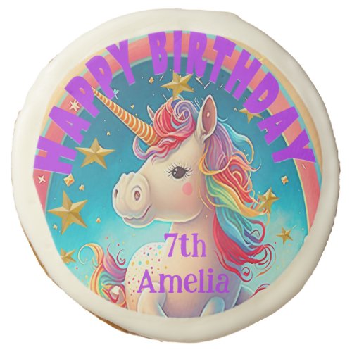 Sweet Colorful Unicorn Themed Party  Sugar Cookie
