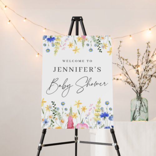Sweet Colorful Wildflower Baby Shower Welcome Sign
