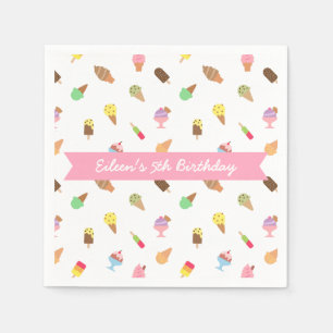 Sweet Colourful Ice Cream Pattern Birthday Party Paper Napkins