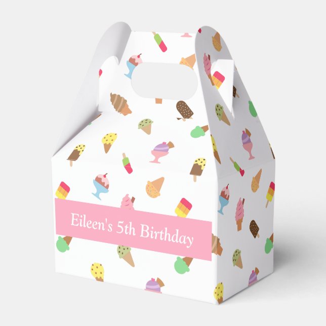 Sweet Colourful Ice Cream Pattern Party Favor Box (Front Side)
