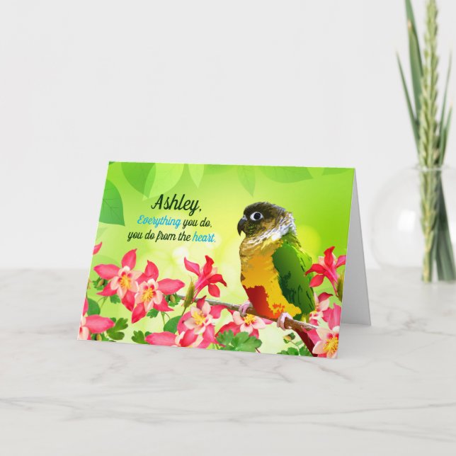 Sweet Columbine Conure Pet Bird Gratitude Blessing Card (Front)