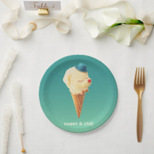Sweet Cone: Smiling Bichon Ice Cream Art Paper Plates
