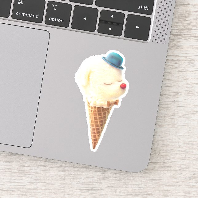 Sweet Cone: Smiling Bichon Ice Cream Art Sticker (Detail)