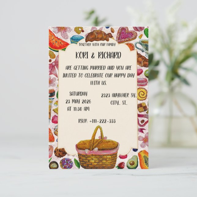 Sweet Confections Cute Pastry Save The Date (Standing Front)