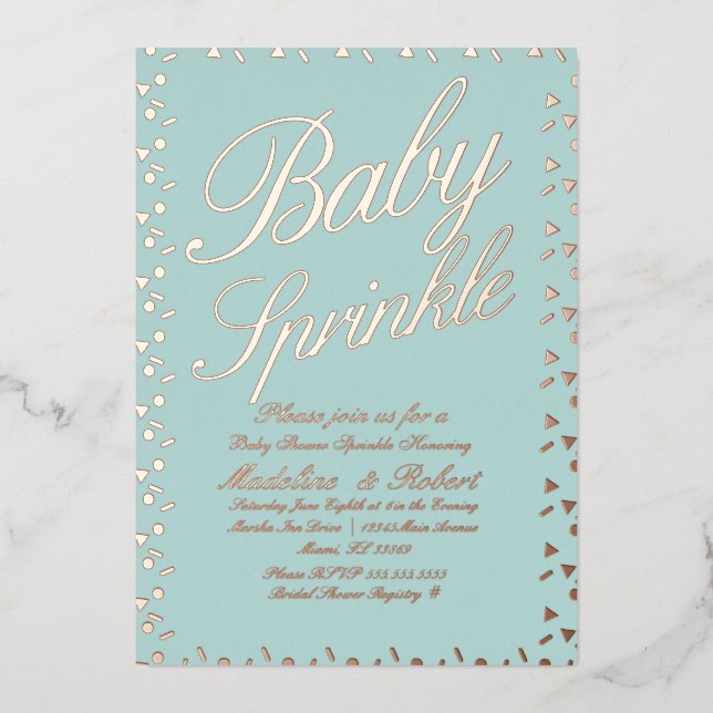Sweet Confetti Baby Shower Sprinkles Pressed  Foil Invitation (Front)