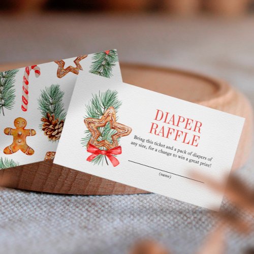 Sweet Cookie Christmas Diaper Raffle Baby Shower Enclosure Card