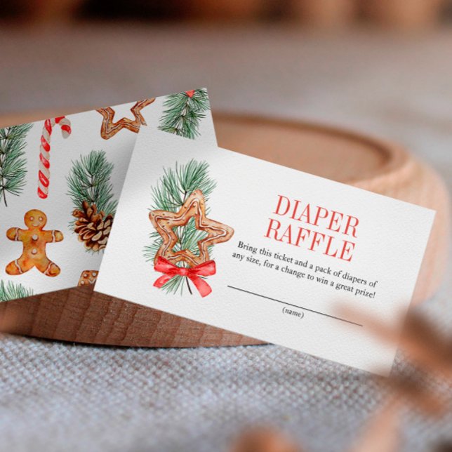 Sweet Cookie Christmas Diaper Raffle Baby Shower Enclosure Card (Creator Uploaded)