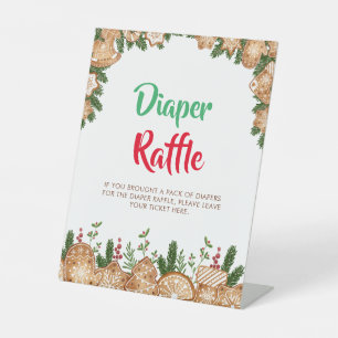 Sweet Cookie Christmas Diaper Raffle Baby Shower Pedestal Sign