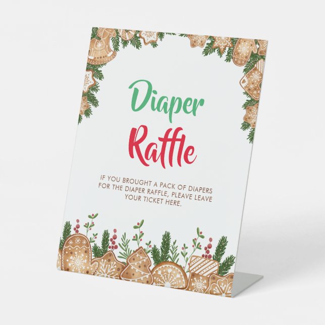 Sweet Cookie Christmas  Diaper Raffle Baby Shower Pedestal Sign (Front)