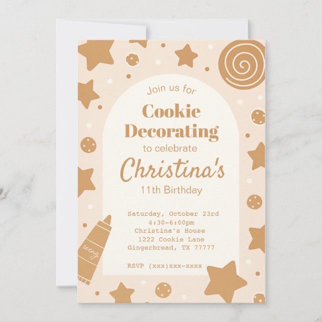 Sweet Cookie Decorating Birthday Invitation (Front)