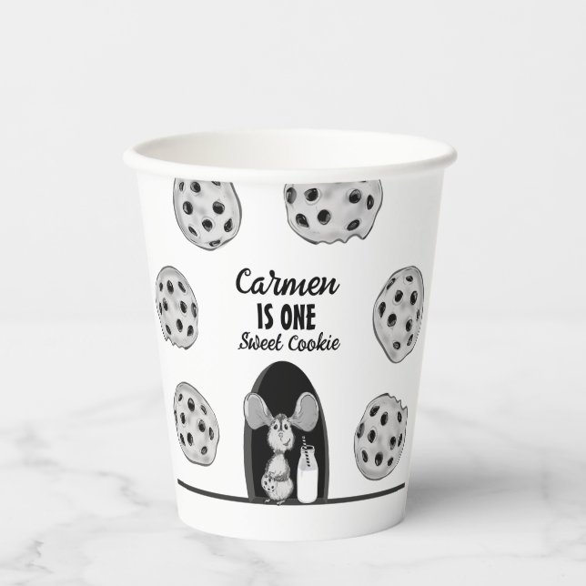 Sweet Cookie Mouse First Birthday Paper Cups (Front)