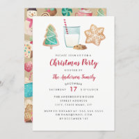 Sweet Cookies And Milk Christmas Party Invitation