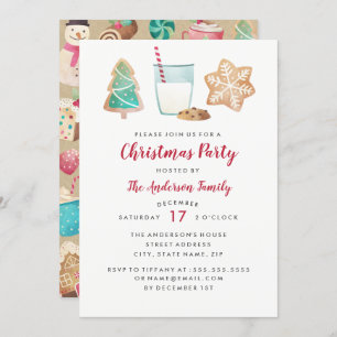 Sweet Cookies And Milk Christmas Party Invitation