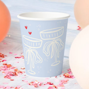 Sweet Coquette Bow Champagne Flute Bubbles Paper Cups